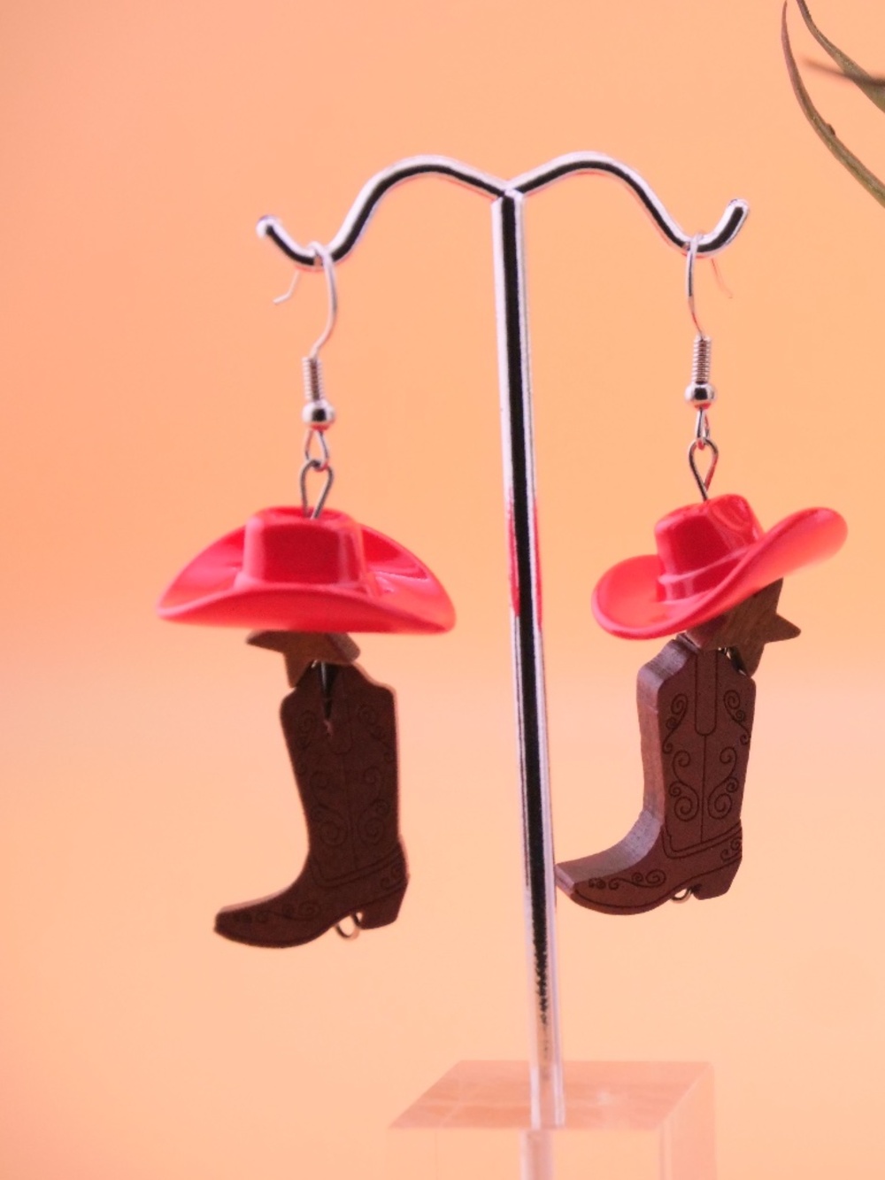 Red Cowgirl Hat & Boot Earrings | Rodeo Gal Earrings | Western Glam Jewelry